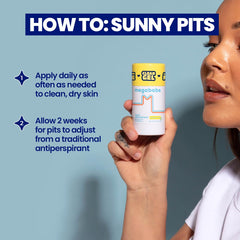Megababe Daily Deodorant Sunny Pits ingredients image features plant enzymes and antioxidants