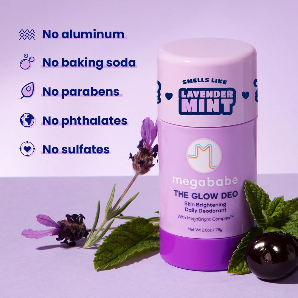 Lavender and mint scent profile of Megababe Glow Deo