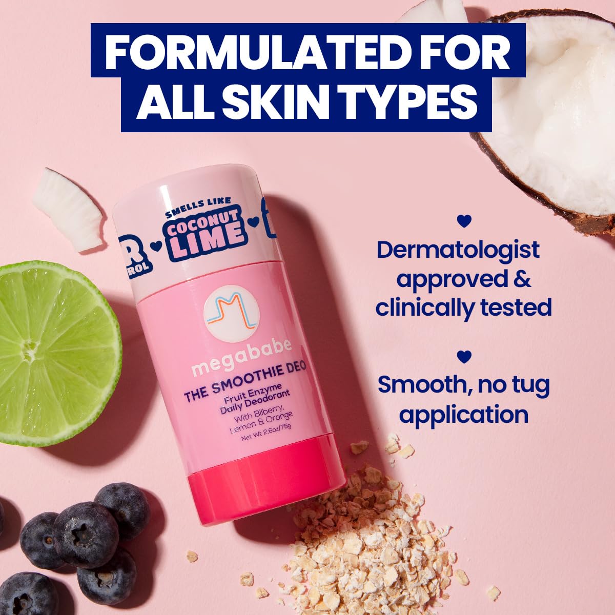 Megababe Daily Deodorant pH-balancing enzymes support natural odor control.