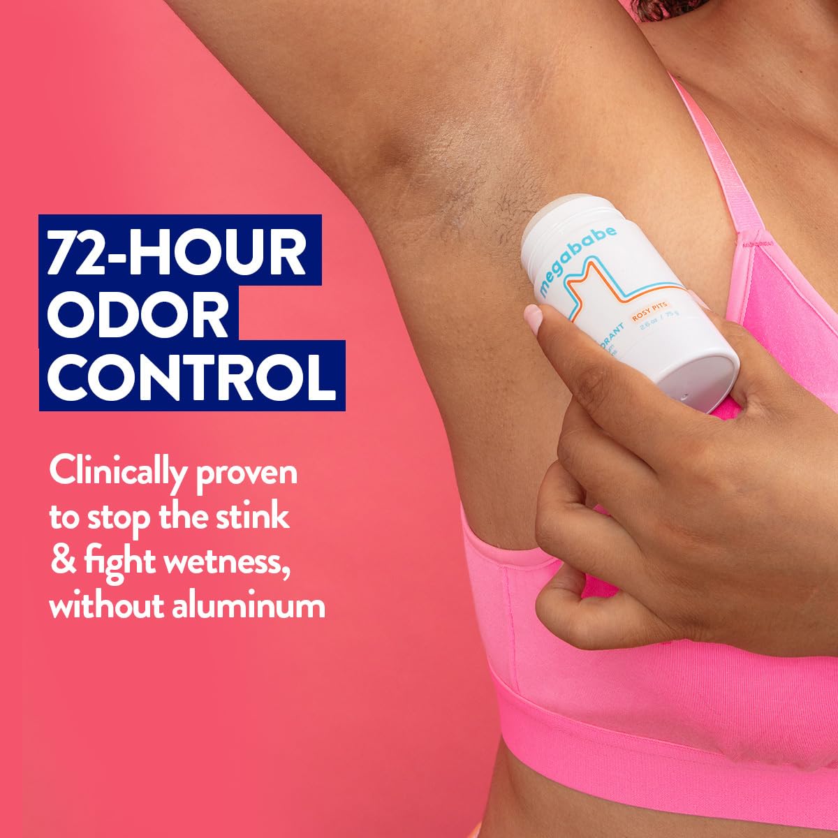 Megababe Daily Deodorant Smooth-application-stick demonstrates easy glide without tugging for daily wear.