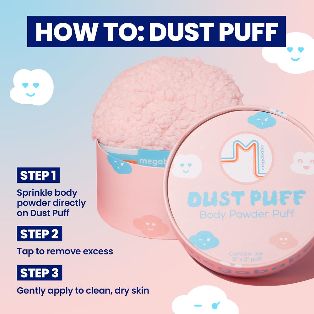 Megababe Dust Puff being cleaned and dried