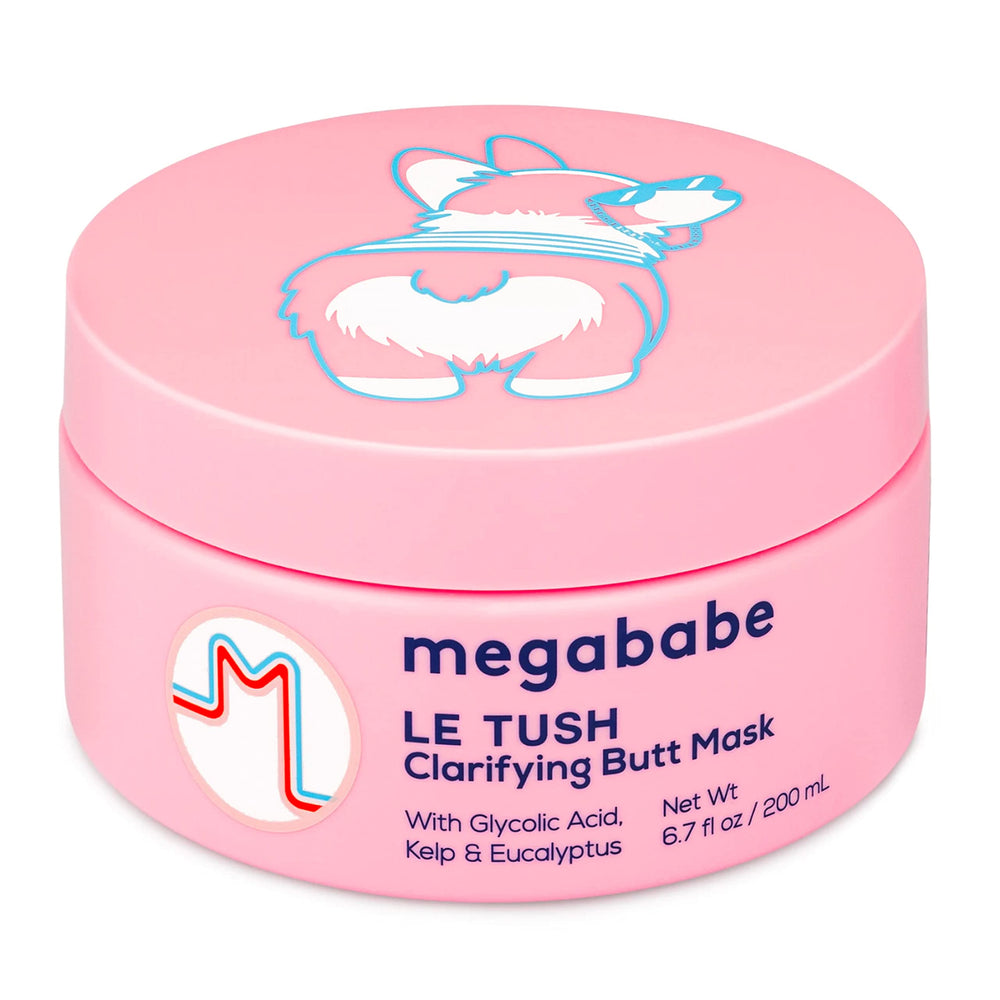 Megababe Le Tush mask clarifying exfoliation in action for smoother, clearer skin.