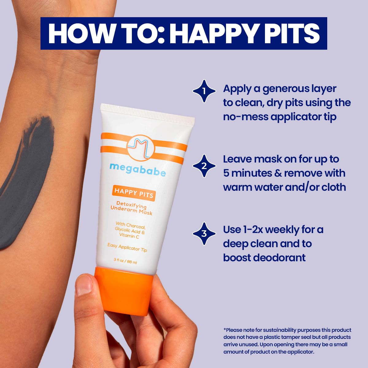 Megababe Underarm Mask Happy Pits willow bark vitamin C ingredients