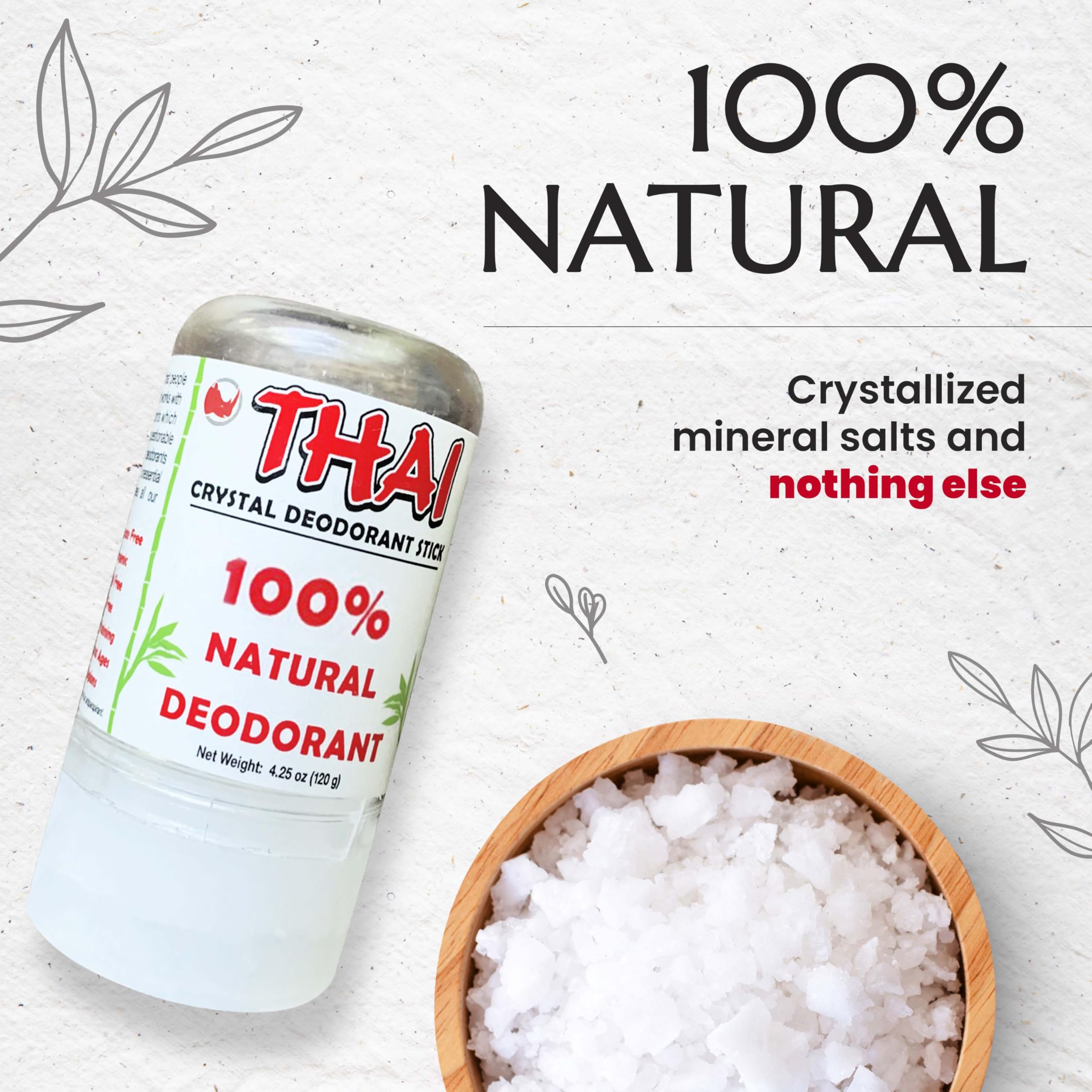 MegaRhino Thai Deodorant Stone on skin shows non-sticky, quick-drying protection.