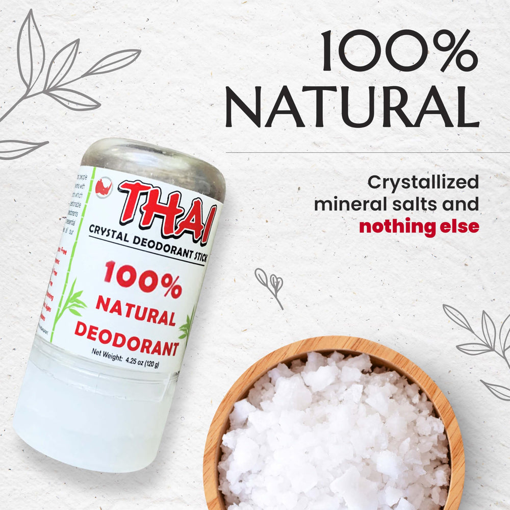 MegaRhino Thai Deodorant Stone on skin shows non-sticky, quick-drying protection.