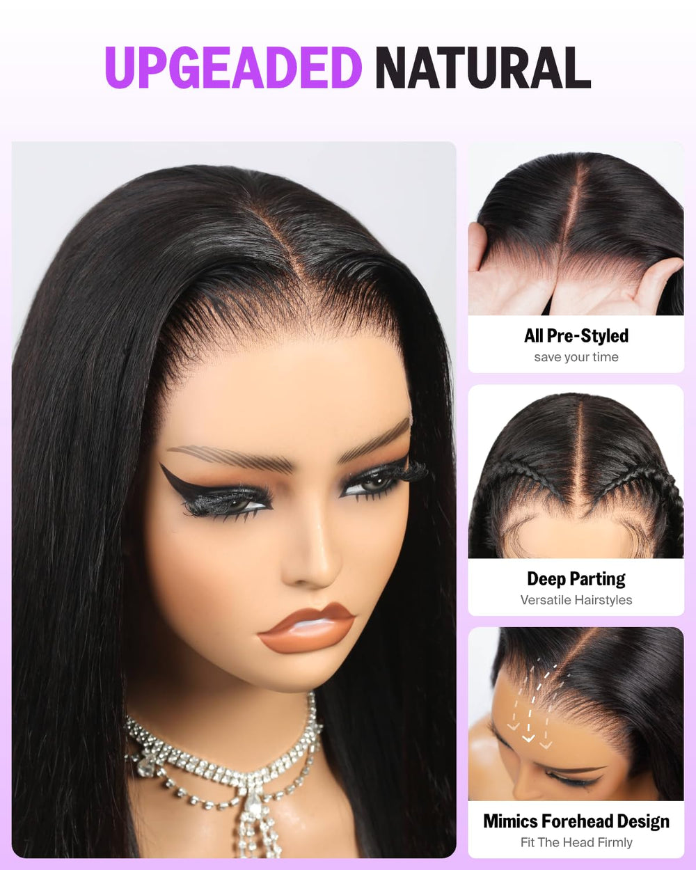 Megalook Hair 13x6 glueless wig ear tapes for secure fit.