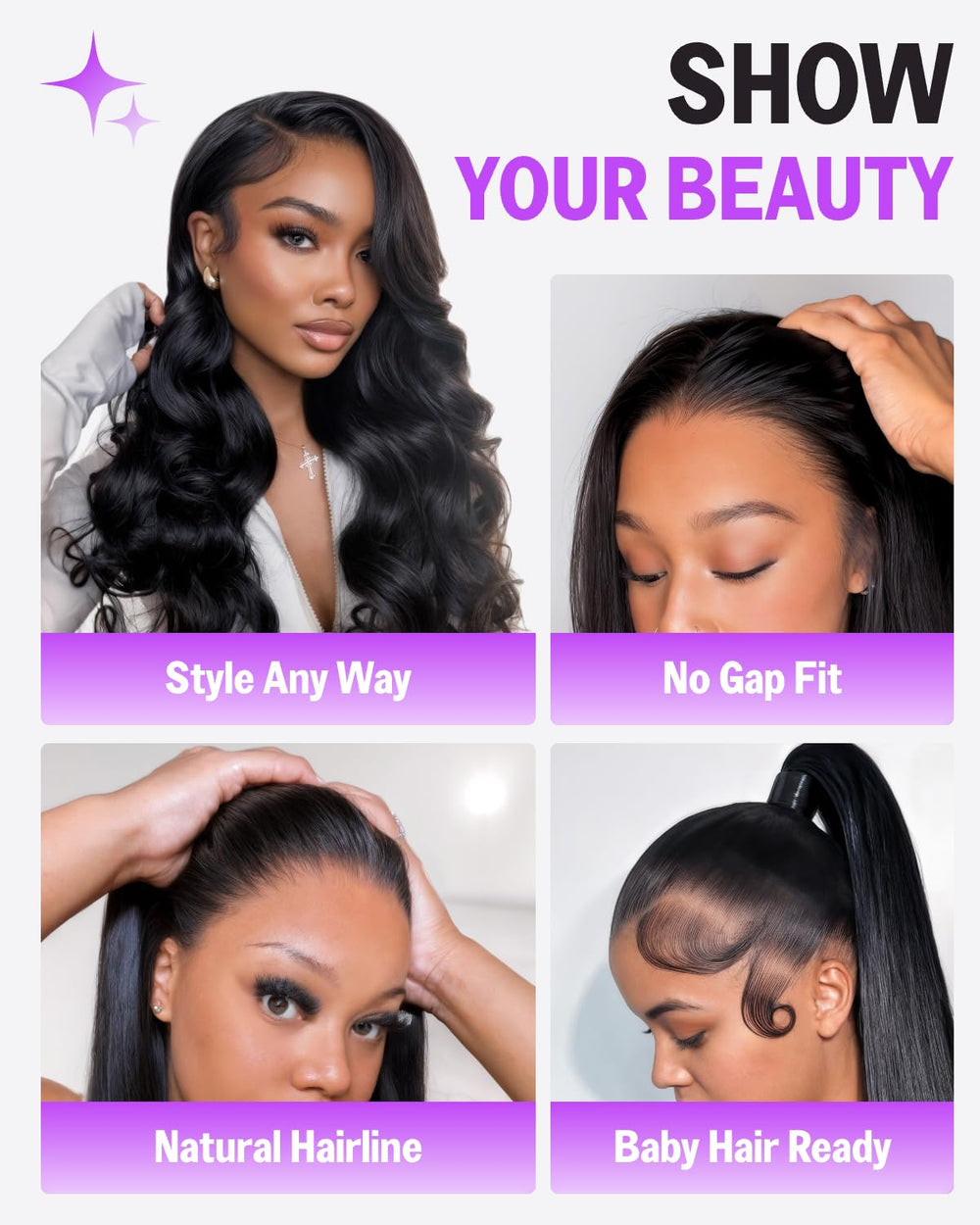 Megalook Hair glueless 13x6 lace front wig ear-show focuses on ear-to-ear cap design and natural edges