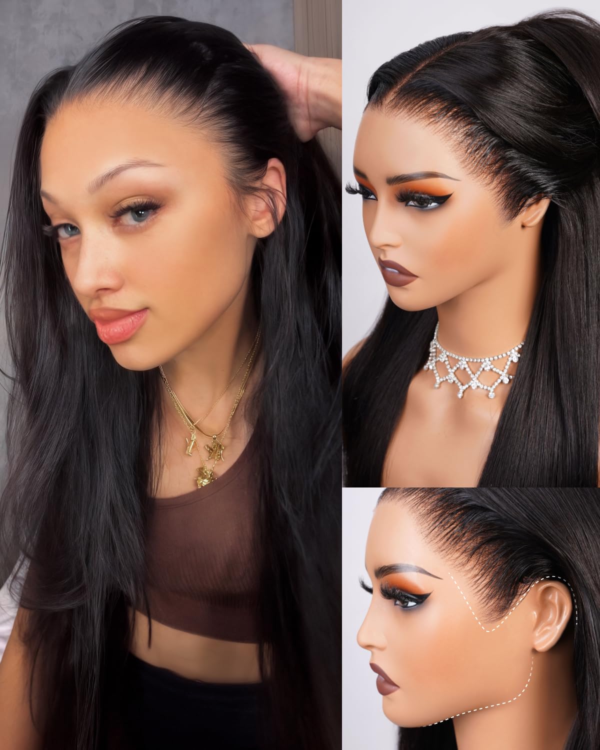 Megalook Hair glueless 13x6 lace front wig front view highlighting natural parting and easy styling
