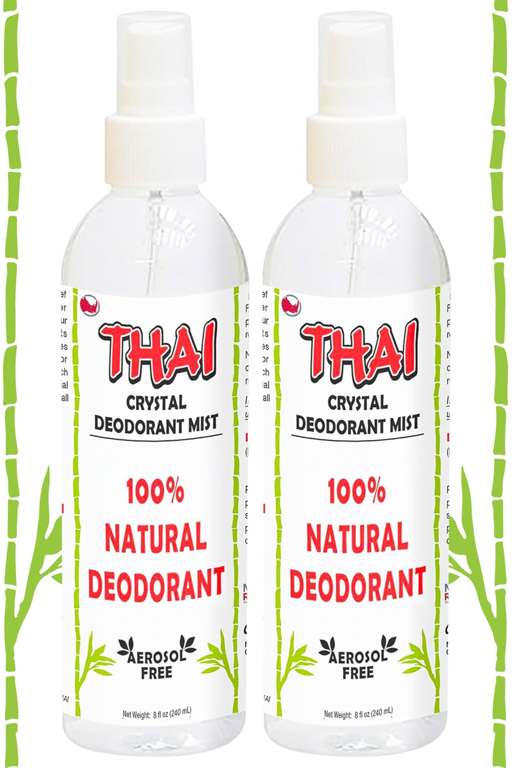 MegaRhino Thai deodorant spray bottle shows aluminum-free odor control for all-day freshness