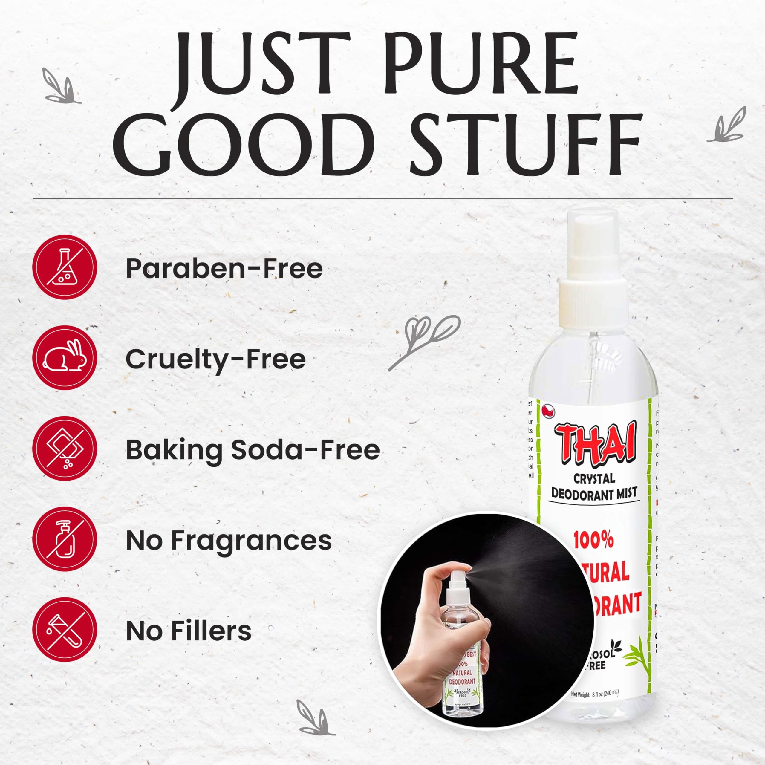 MegaRhino Thai deodorant spray underarm-application demonstrates gentle mist for daily wear