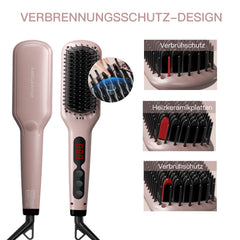 MEGAWISE hair straightener ceramic brush pink digital display for precise temperature control.