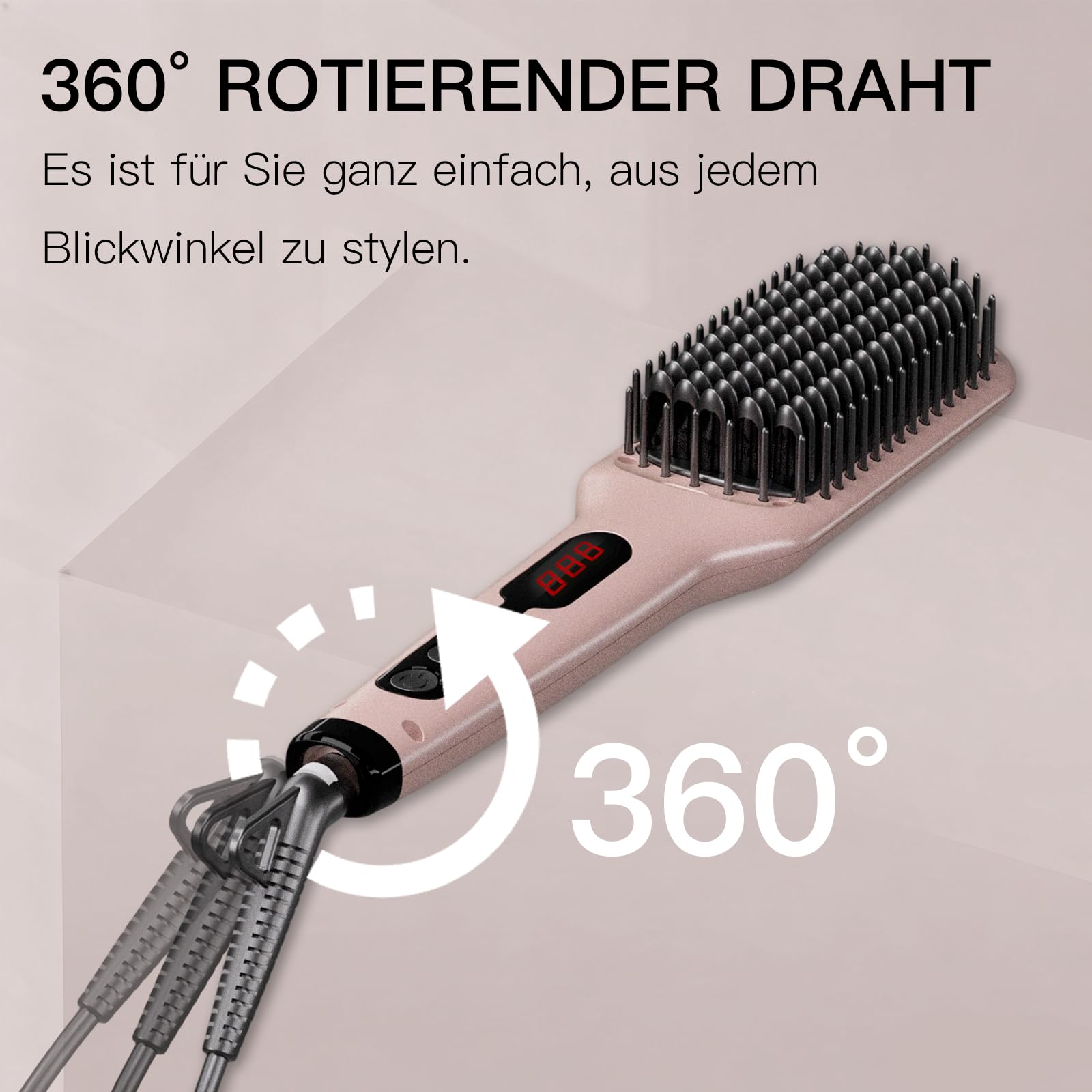 MEGAWISE hair straightener ceramic brush pink ionizer teeth minimize static during styling.