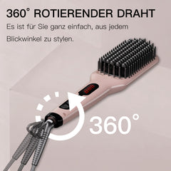 MEGAWISE hair straightener ceramic brush pink ionizer teeth minimize static during styling.