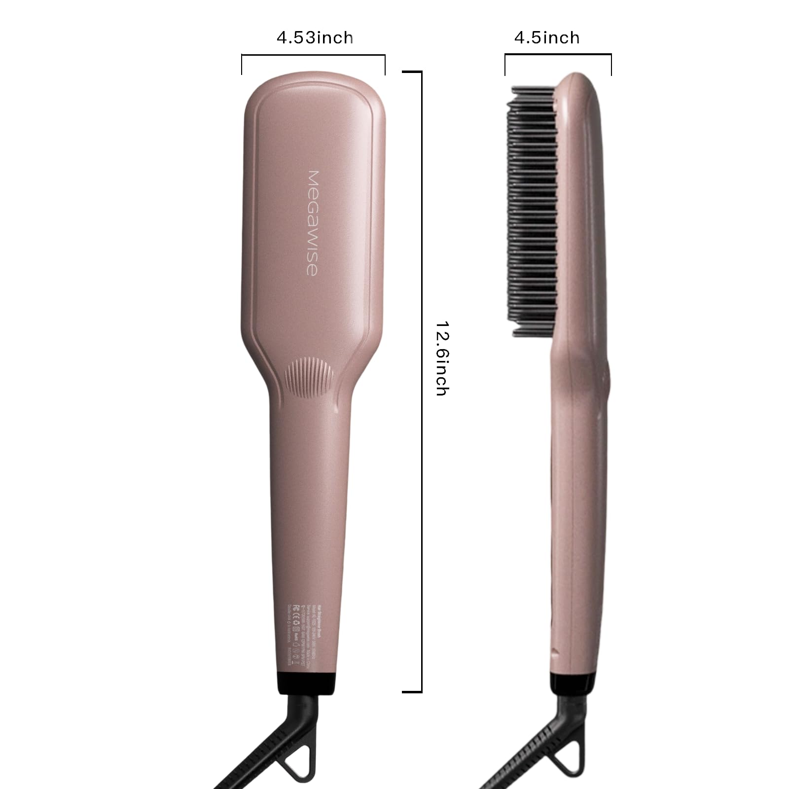 MEGAWISE hair straightener ceramic brush pink travel-ready packaging for neat storage.