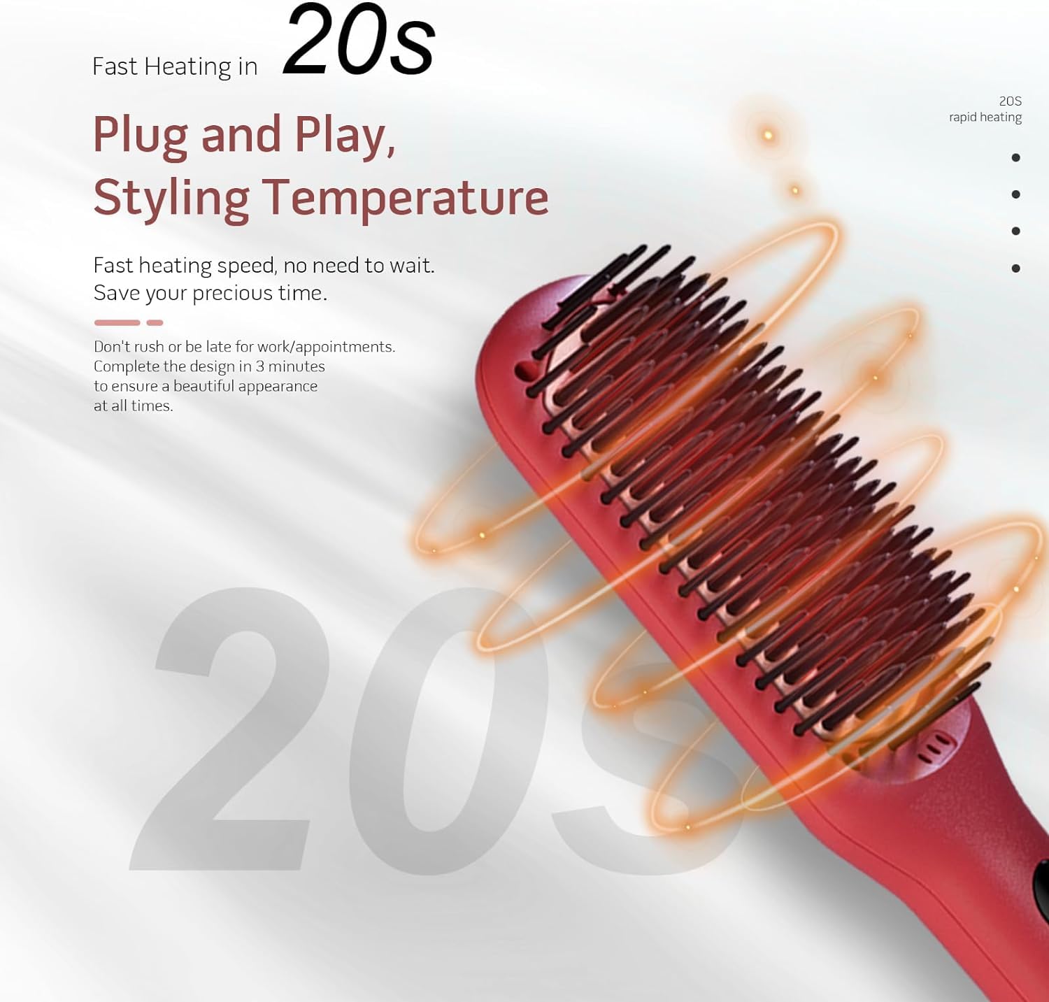 MEGAWISE Pro Ceramic Ionic Hair Straightener Brush dual voltage for travel-friendly styling.