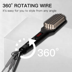 MEGAWISE Pro ceramic ionic brush heat unit close-up highlights dual heating elements for fast styling.