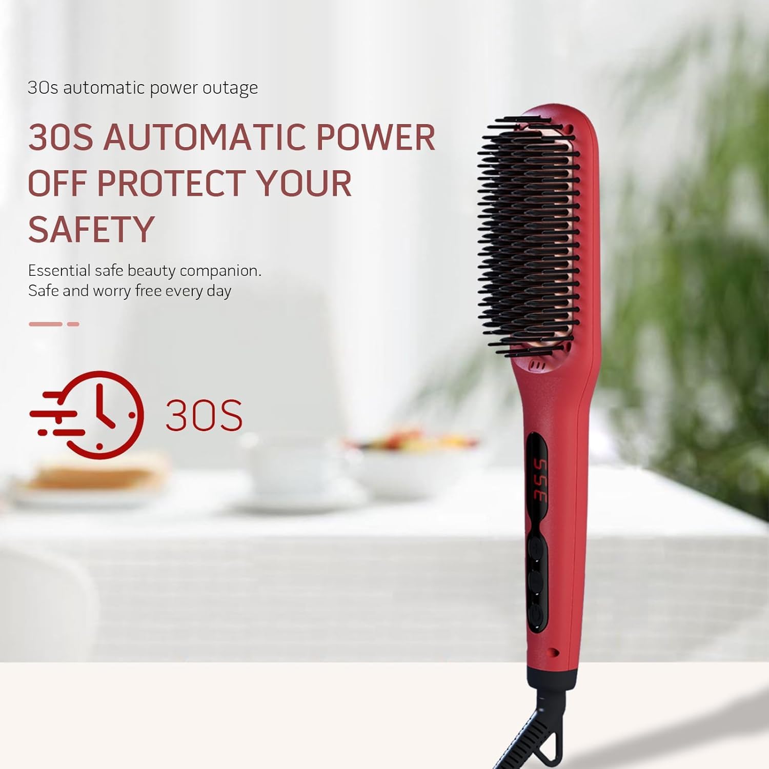 MEGAWISE Pro Ceramic Ionic Hair Straightener Brush rotatable cord for flexible use.