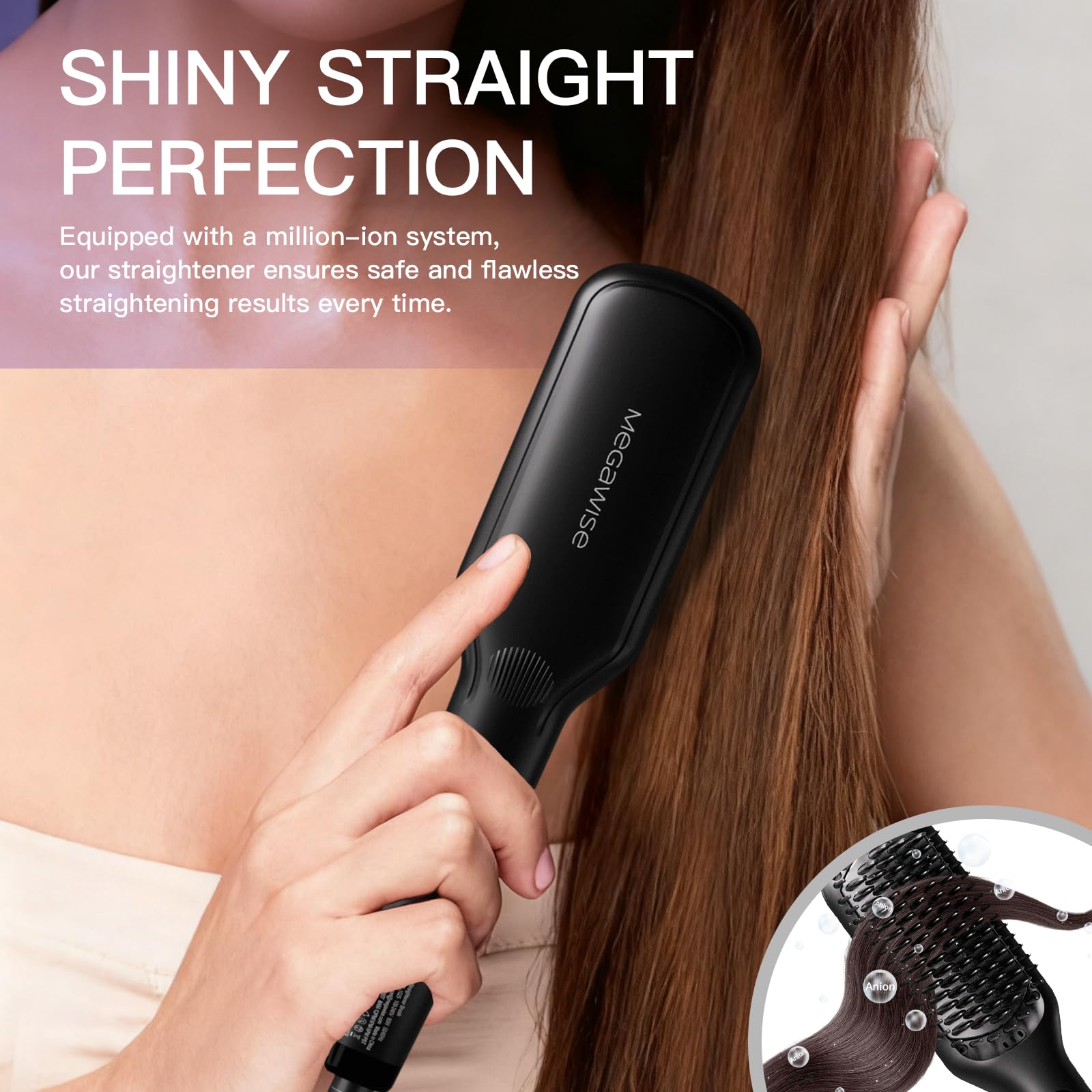 MEGAWISE Pro rotatable power cord allows flexible maneuvering during styling.