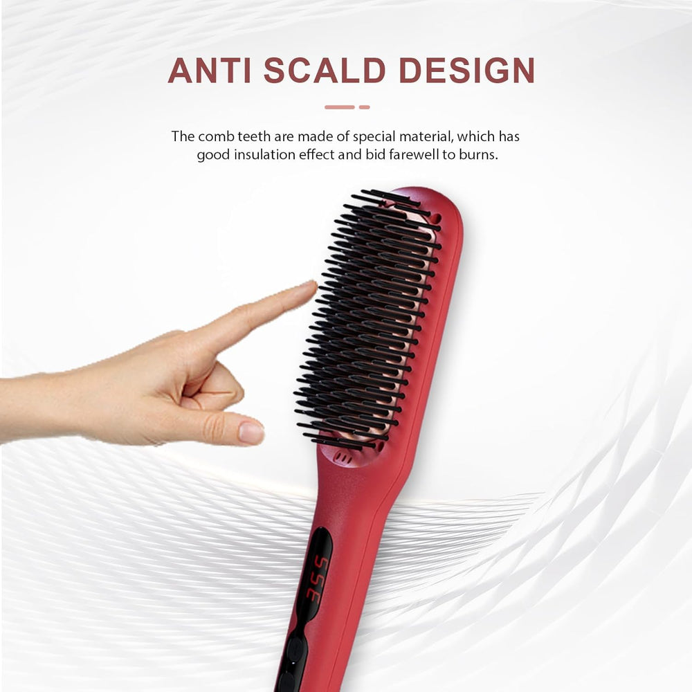 MEGAWISE Pro Ceramic Ionic Hair Straightener Brush smooth finish after detangling and straightening.