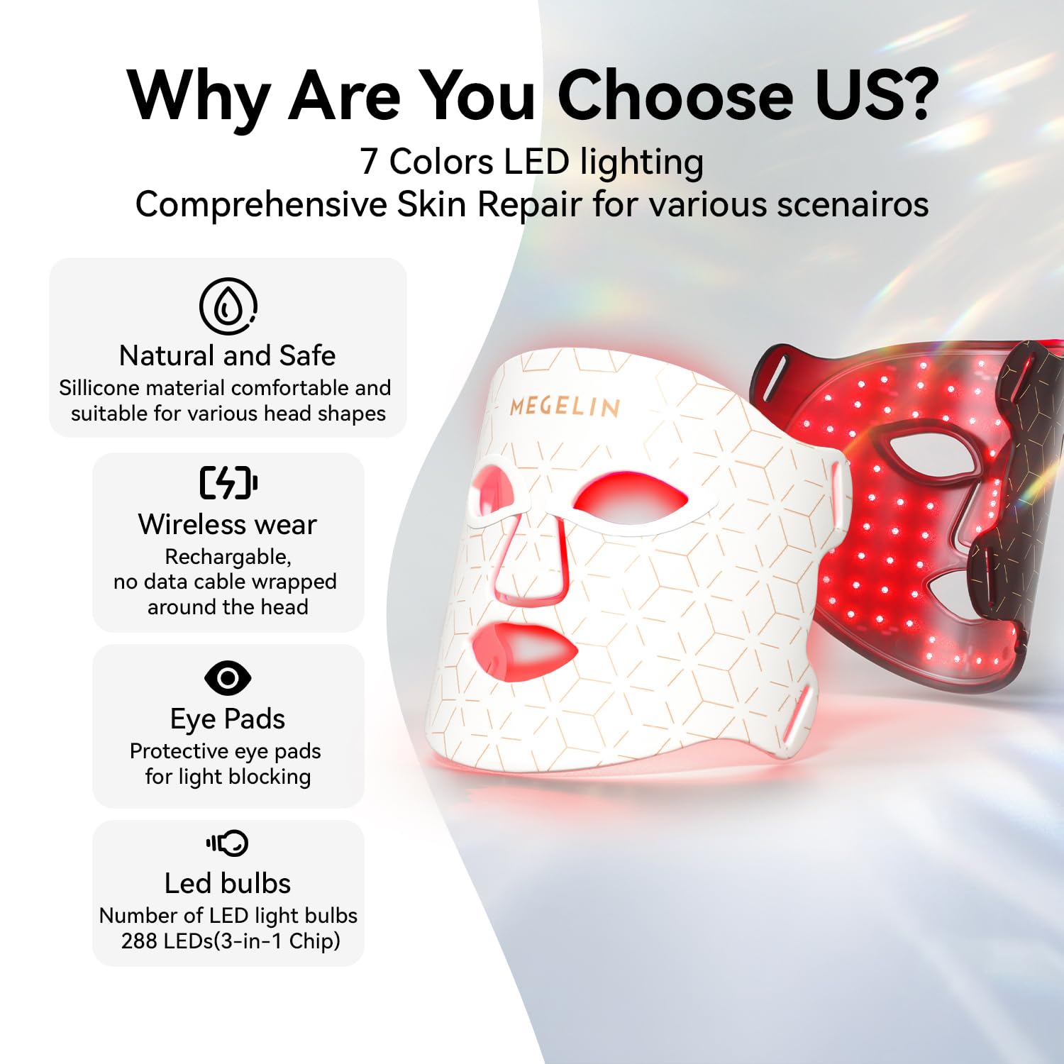 MEGELIN 7-color spectrum visualization with wavelength options for skin needs
