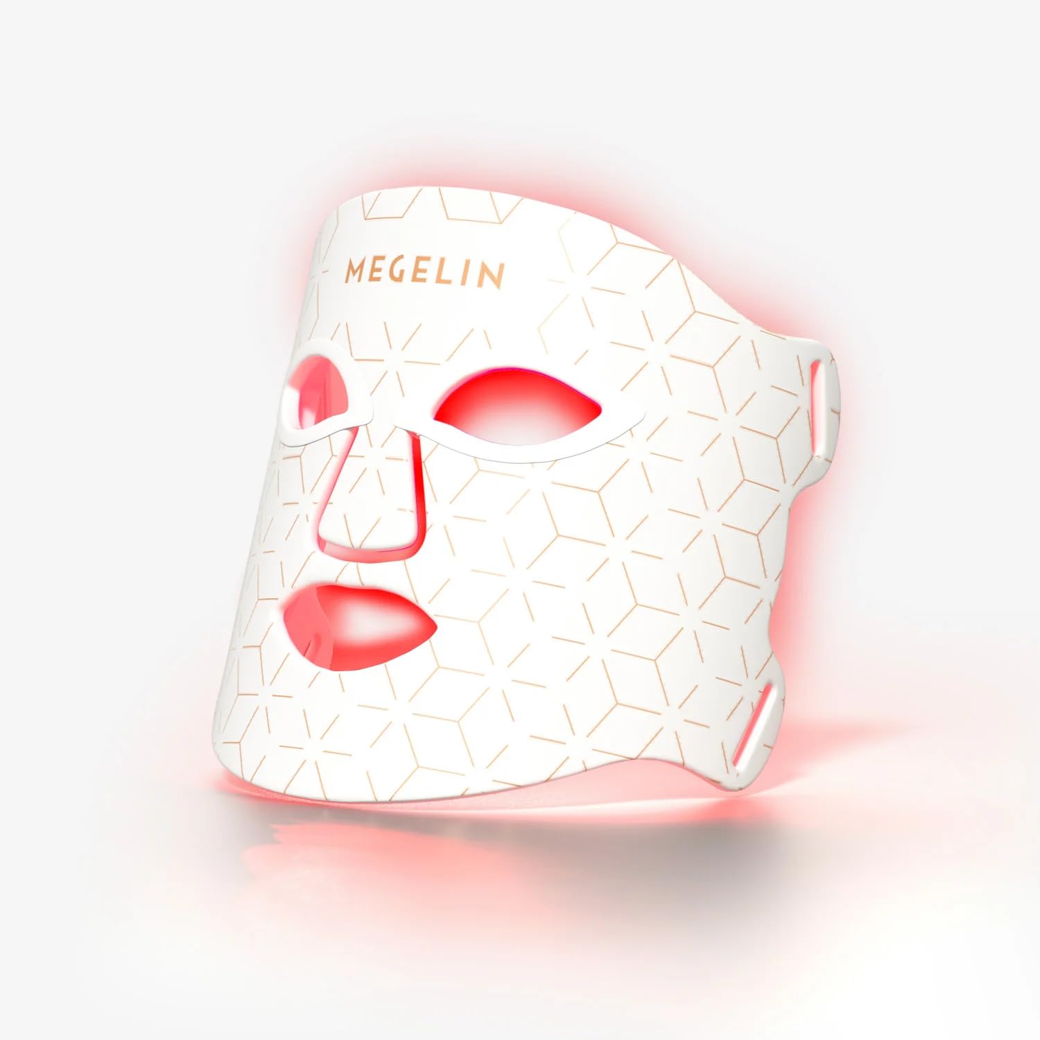 MEGELIN LED mask on face for at-home rejuvenation and relaxation.