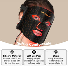 MEGELIN LED mask adjustable straps showing comfortable fit across face shapes