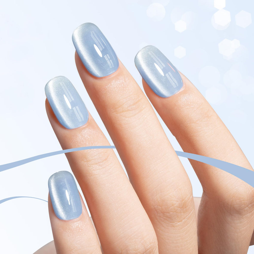 MEGIOR magnetic wand demonstrates customizable nail art patterns.