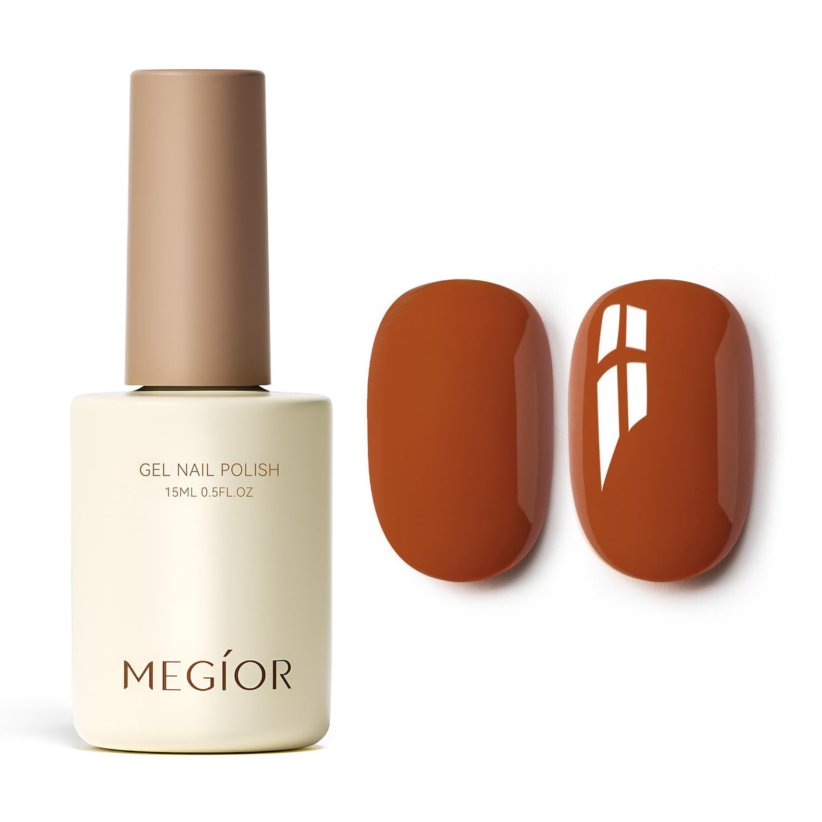 MEGIOR Orange Gel Nail Polish 15ml bottle shot with vibrant fall color for long wear