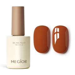 MEGIOR Orange Gel Nail Polish 15ml bottle shot with vibrant fall color for long wear