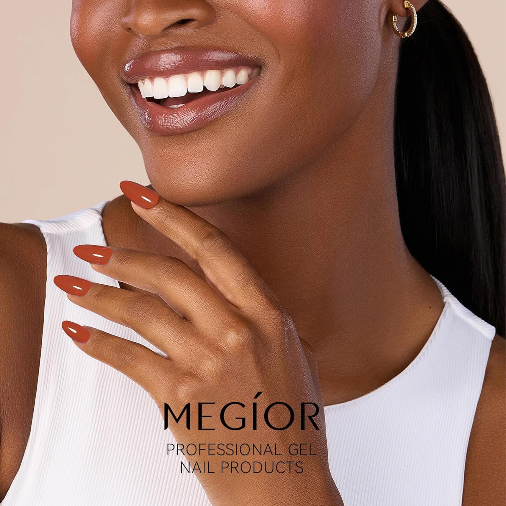 MEGIOR Orange Gel Nail Polish curing under LED lamp for glossy finish