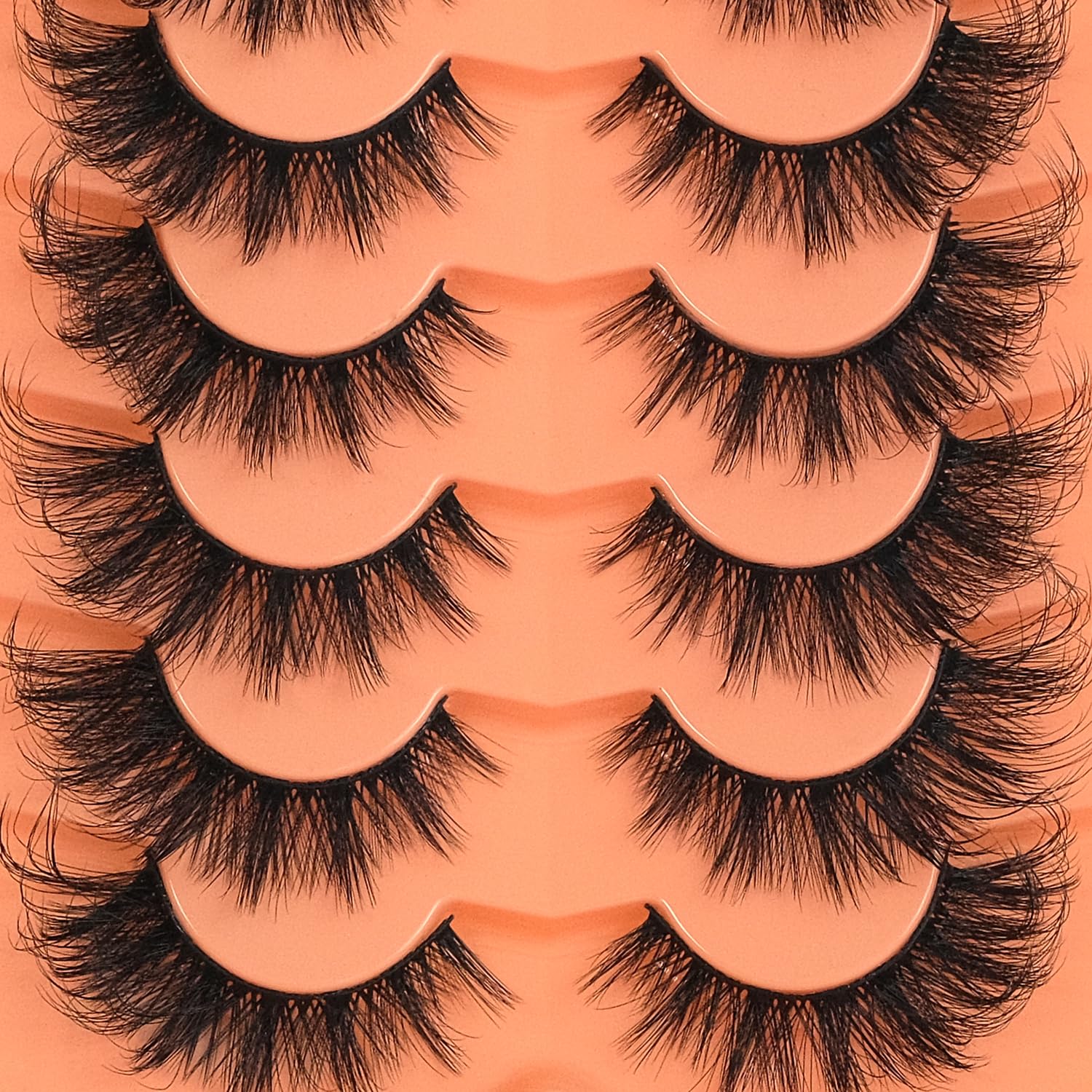 MEHALUSH fluffy lashes 7-pairs-pack display shows versatile volume for day-to-night looks