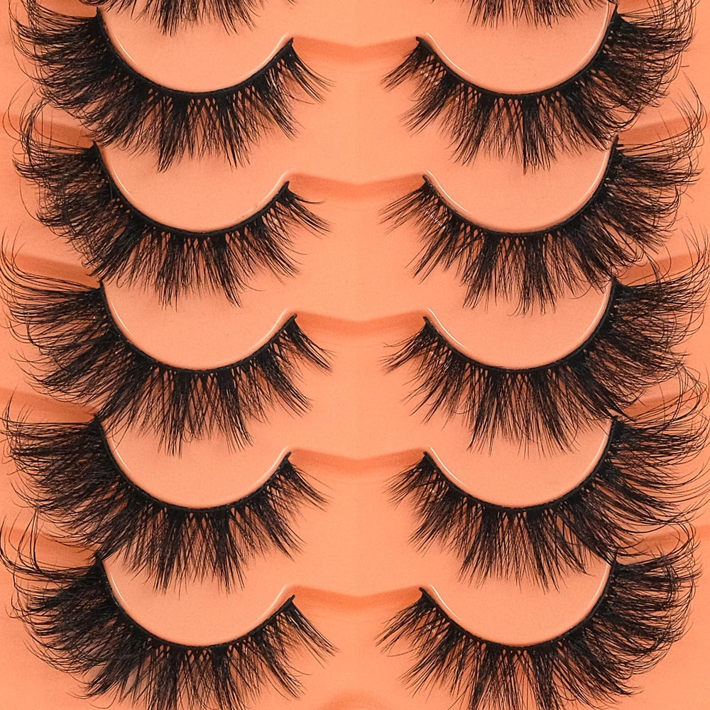 MEHALUSH fluffy lashes 7-pairs-pack display shows versatile volume for day-to-night looks