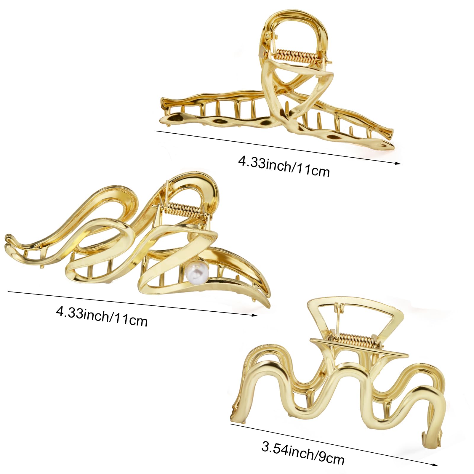 Mehayi metal large hair claw clip shown from side with shiny finish for long hair.