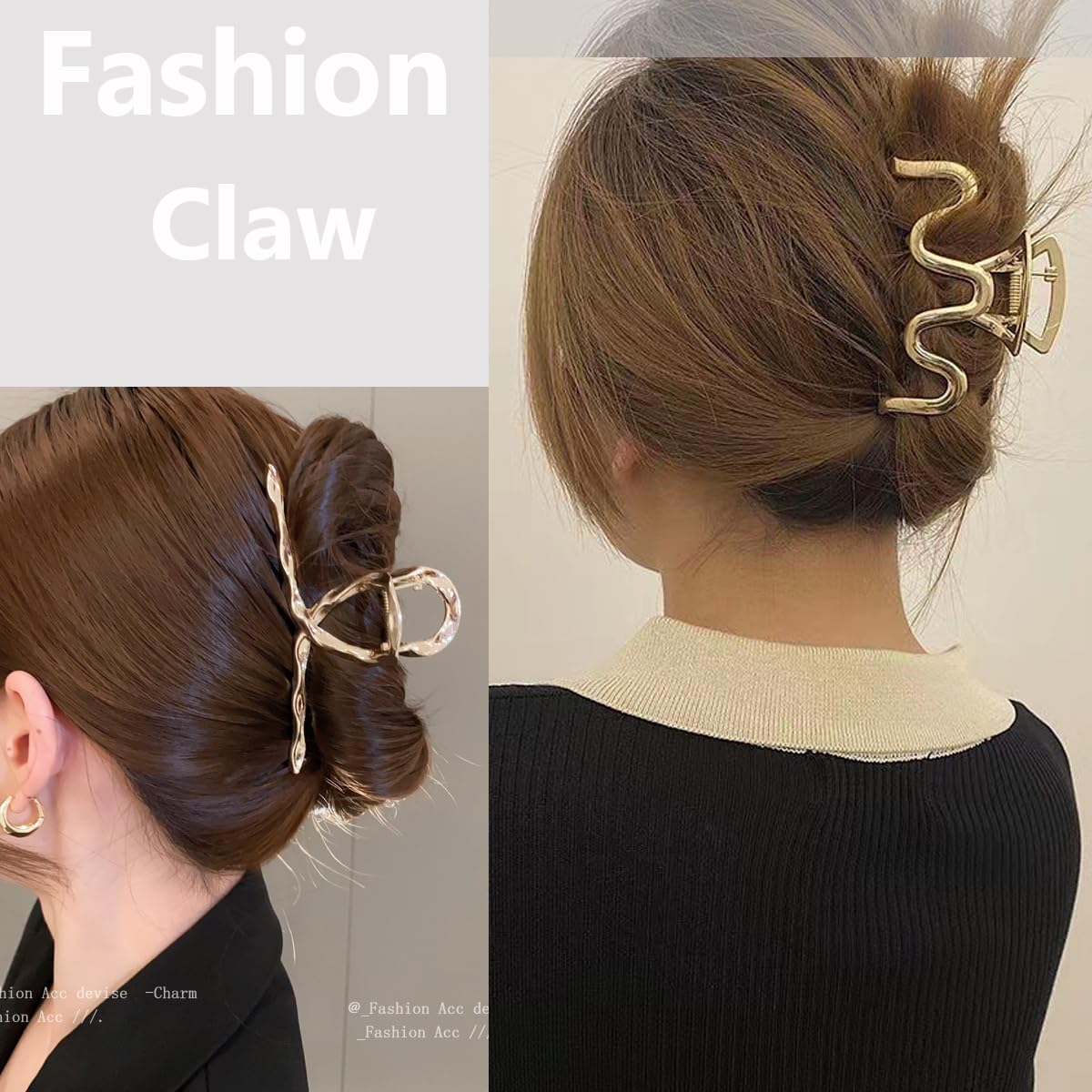 Mehayi metal claw clip used to create a half-up style for long hair.
