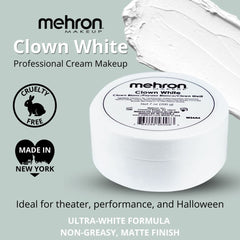 Mehron Clown White swatch reveals ultra-white pigment for even foundation.