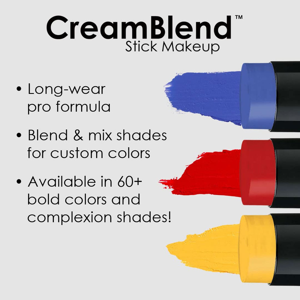 Mehron CreamBlend Stick vegan formula supports cruelty-free pro makeup packaging.
