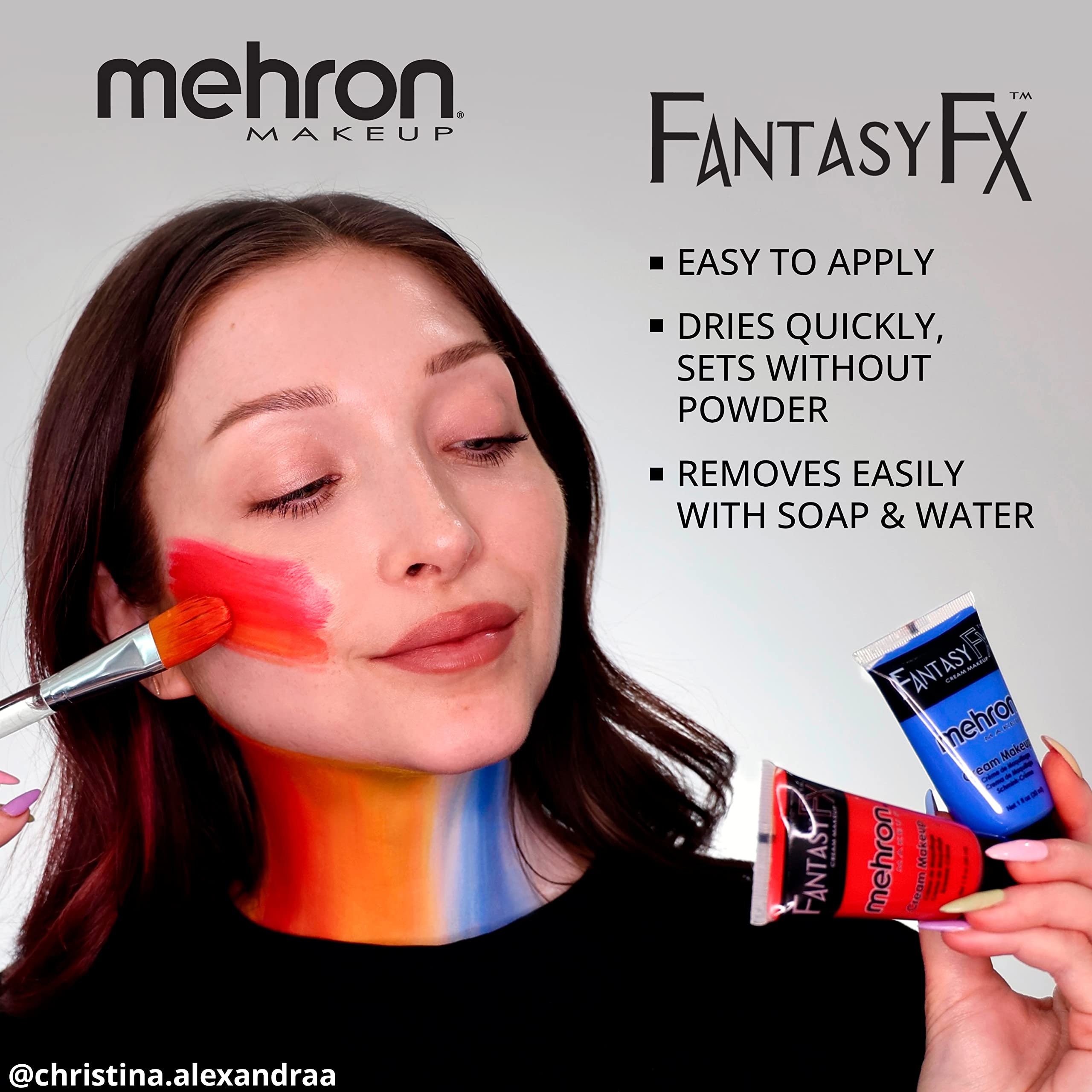 Mehron Fantasy FX cream makeup detail demonstrates easy blending for rapid looks.