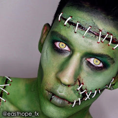 Mehron green cream makeup closeup swatch highlights vibrant pigment payoff.