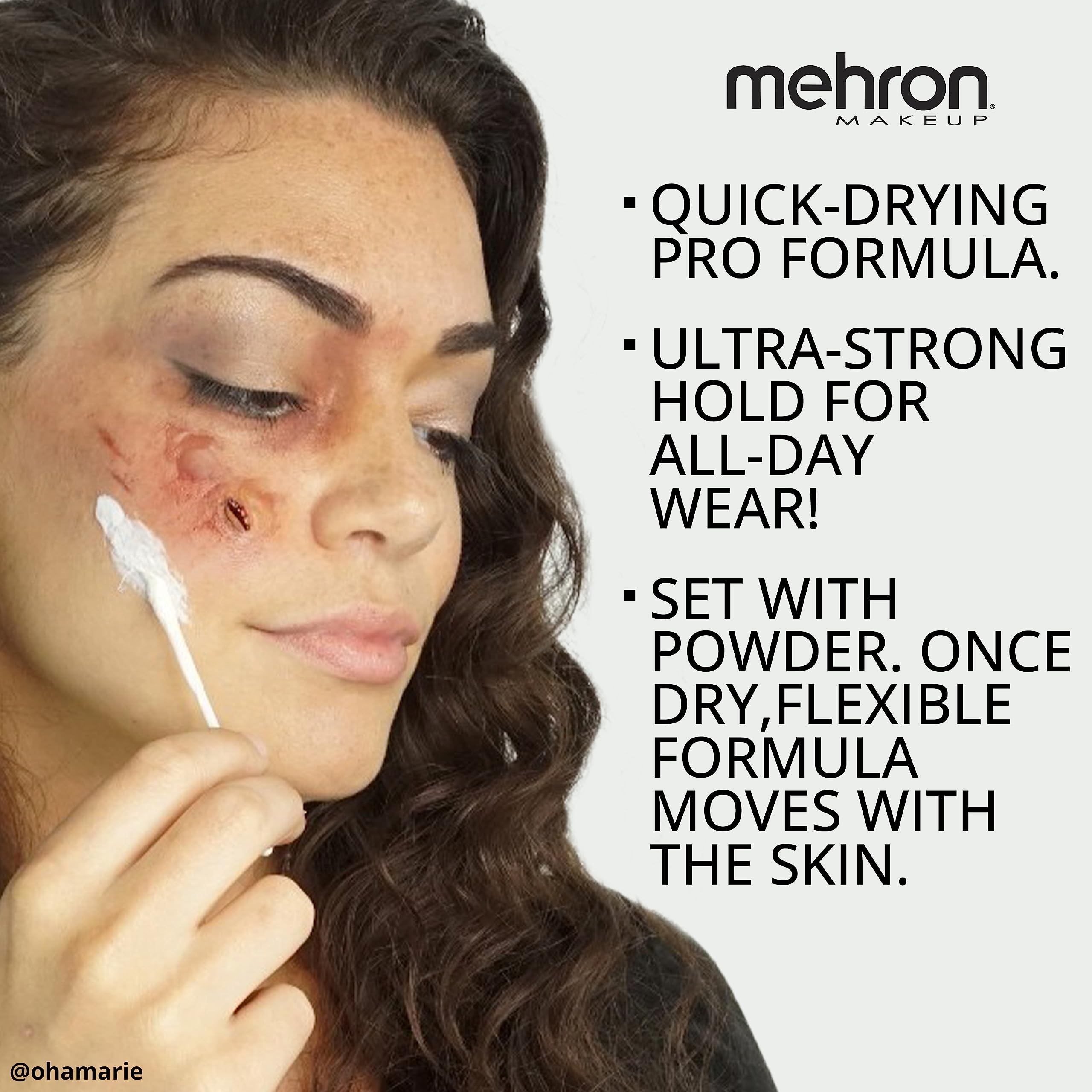 Mehron Liquid Latex applied to build scar and wrinkle layers