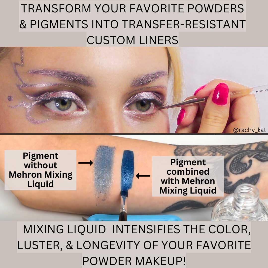 Mehron Mixing Liquid restores dried brow cream for renewed texture.