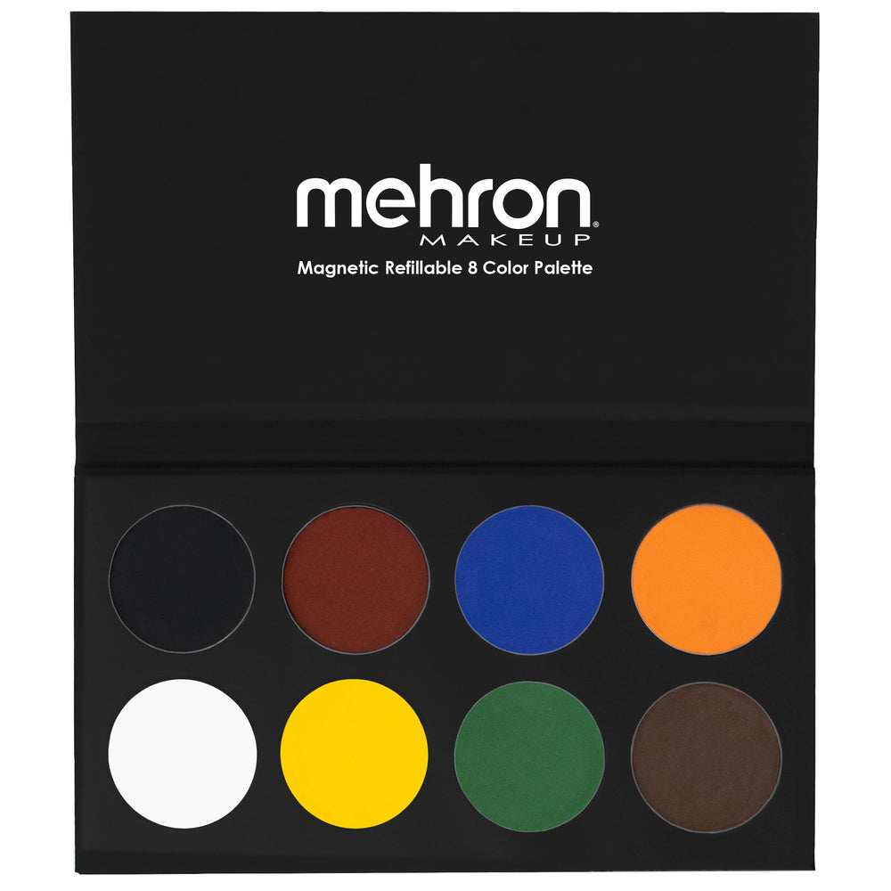 Mehron Paradise FX 8-color basic palette packaging showing vibrant pigments for on-set color selection.