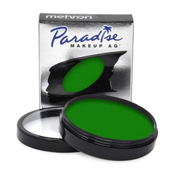 Mehron Paradise Makeup AQ Amazon Green bottle showing vibrant stage makeup color.