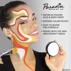 Mehron Paradise Makeup AQ swatches show rich pigment and matte finish options.