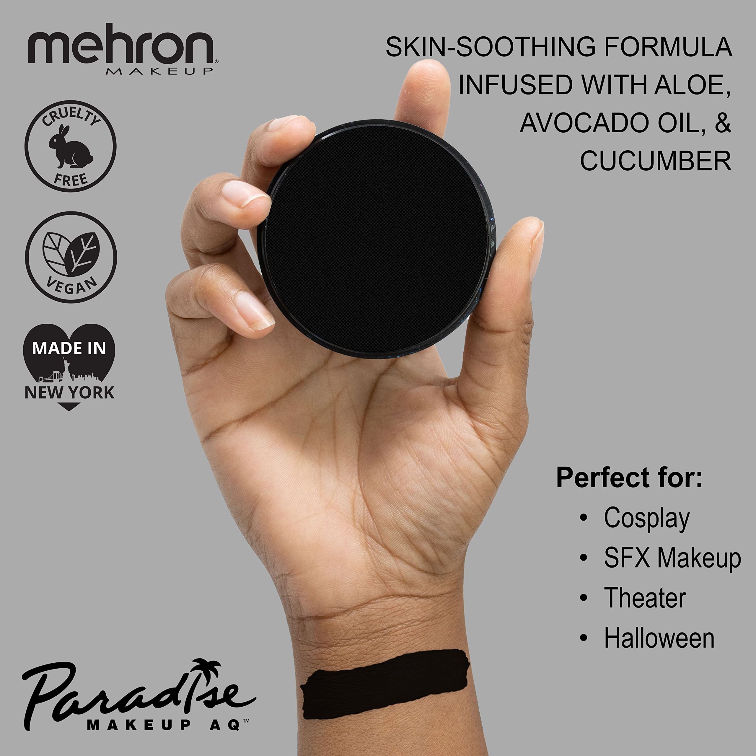 Mehron Paradise Makeup AQ water activated pigment demonstrates easy blending and vibrant color payoff.