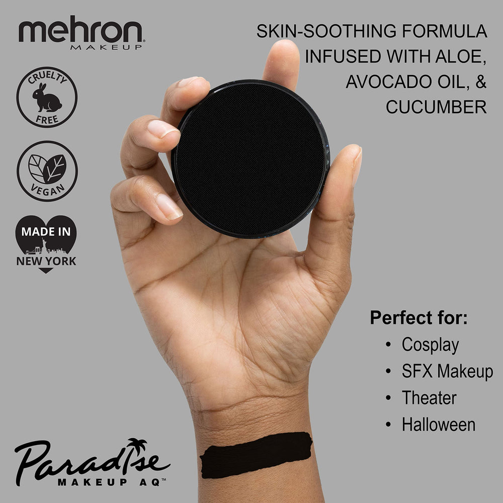 Mehron Paradise Makeup AQ water activated pigment demonstrates easy blending and vibrant color payoff.