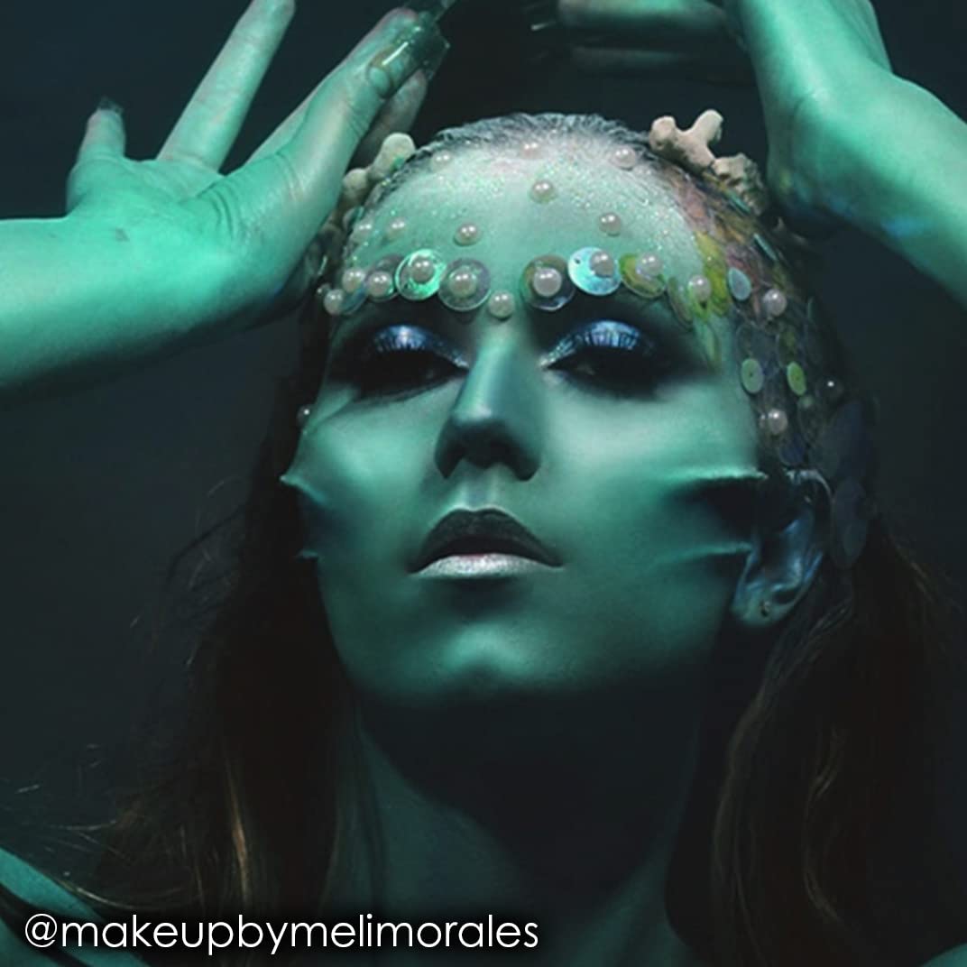 Mehron Paradise Makeup AQ water-activation demo highlights adjustable consistency for subtle to bold designs.