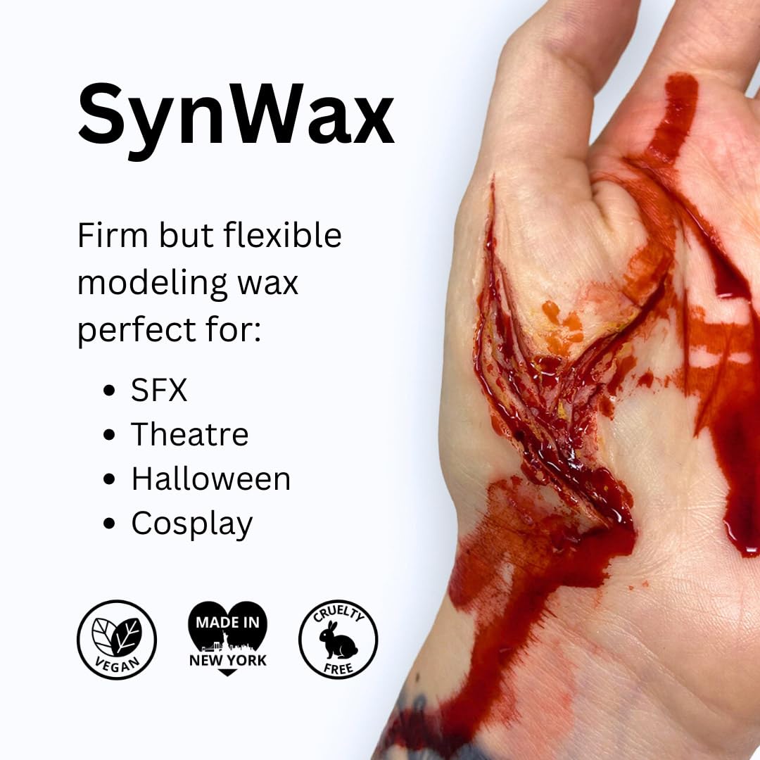 Mehron SynWax flexible SFX wax on skin for natural movement