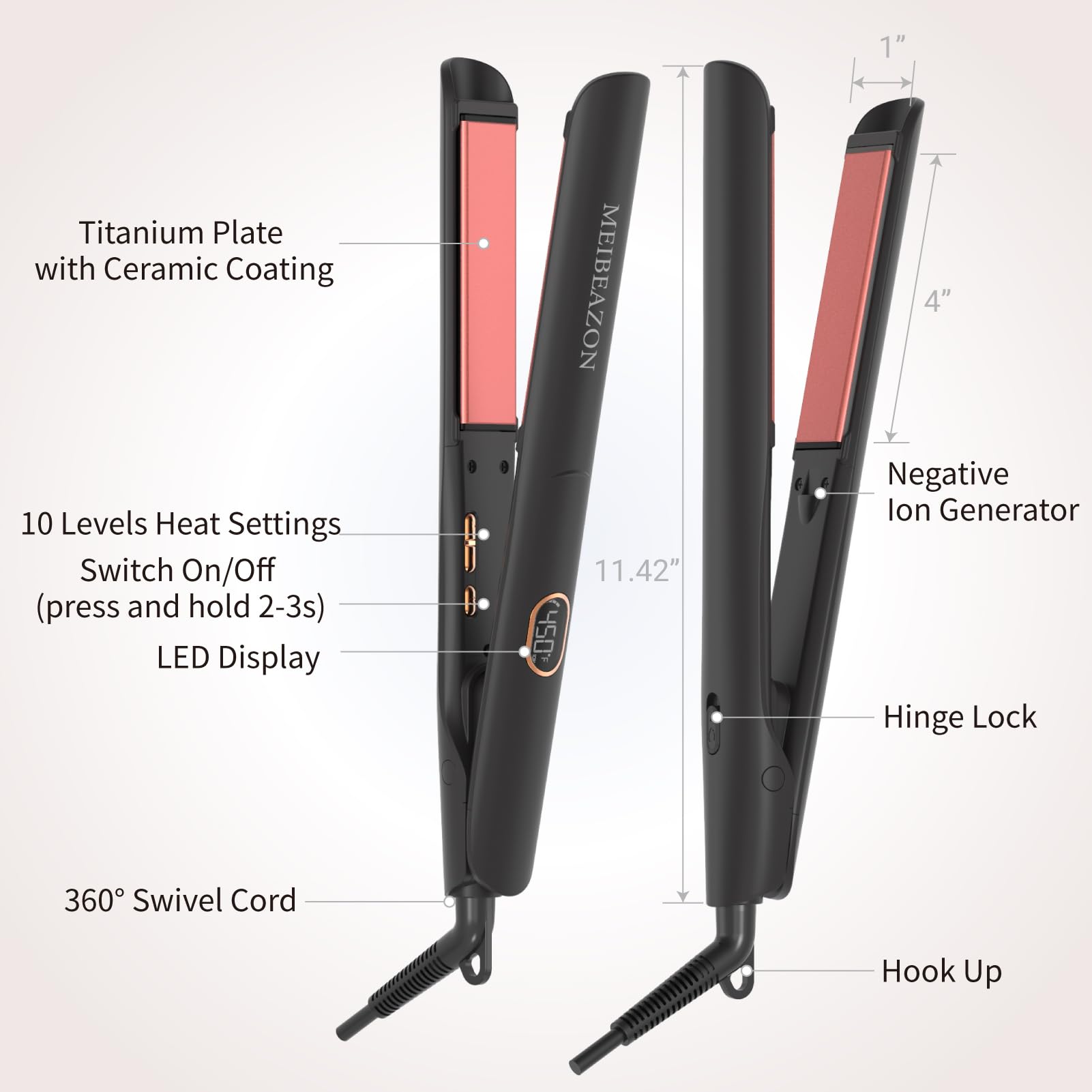 MEIBEAZON flat iron auto shut-off for safe styling sessions