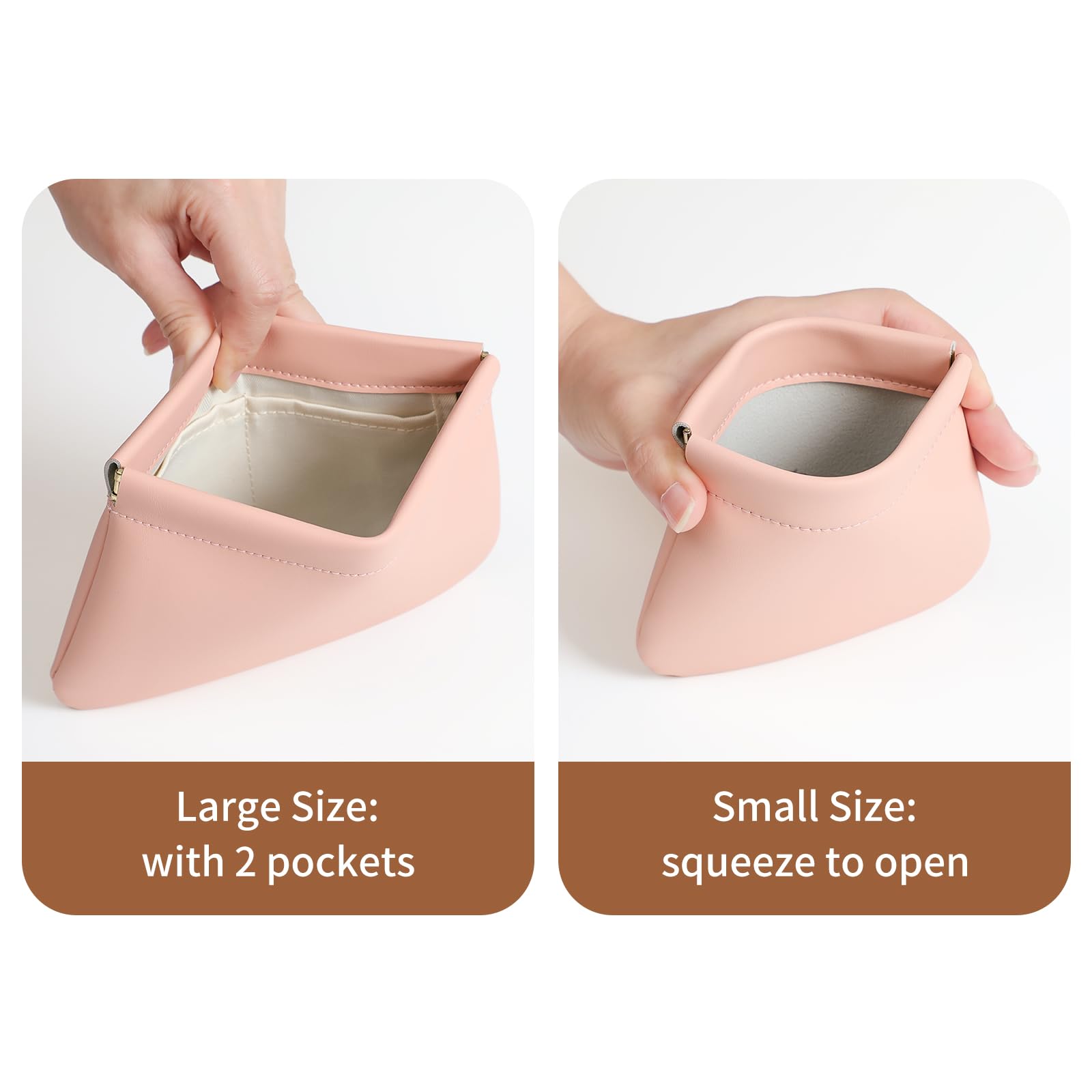 MEIBOOCH small makeup bag interior pockets help keep lipstick and jewelry neatly separated.