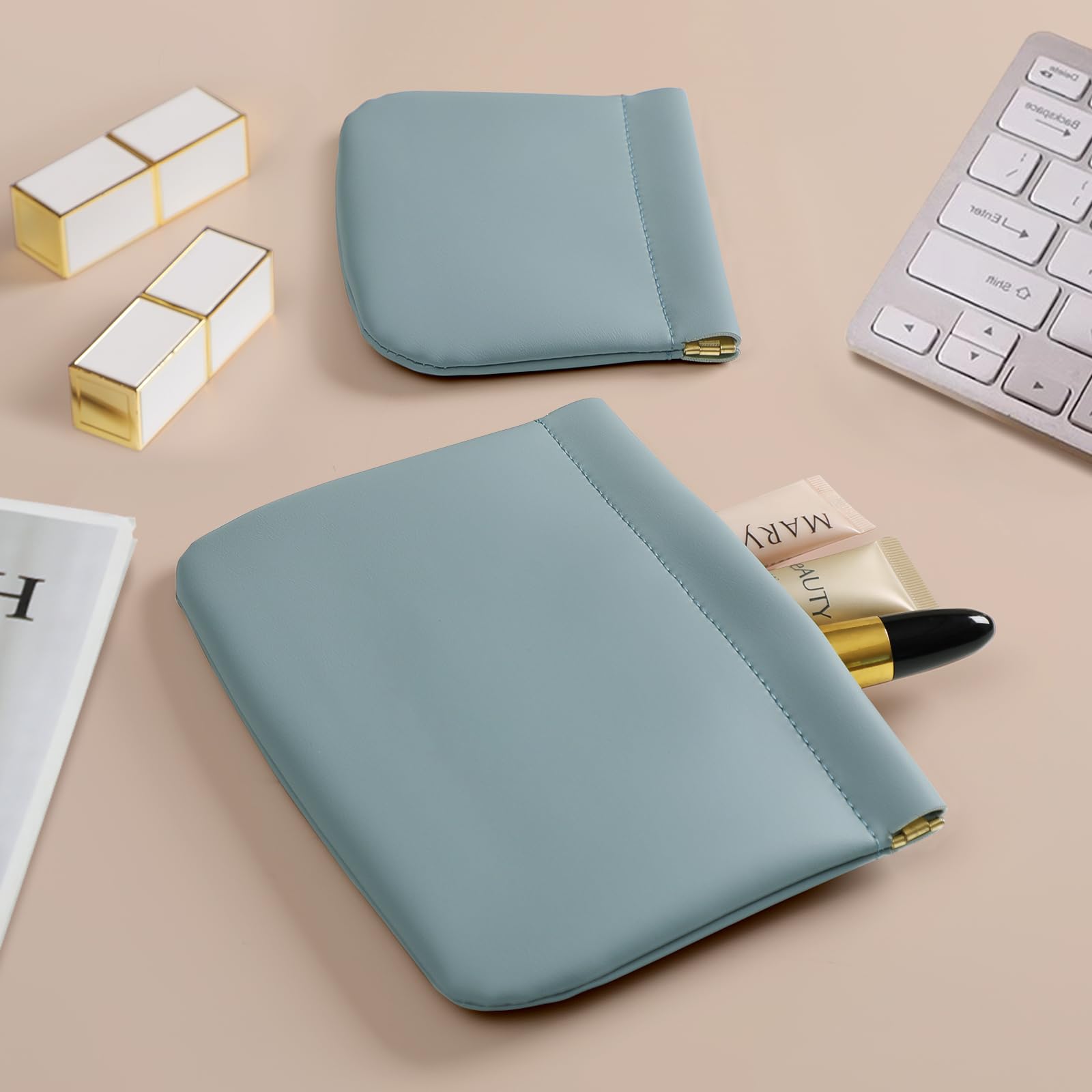 MEIBOOCH travel-friendly mini pouch in use with cosmetics.
